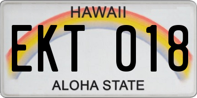 HI license plate EKT018