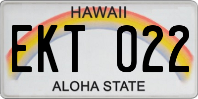HI license plate EKT022
