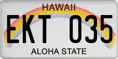 HI license plate EKT035