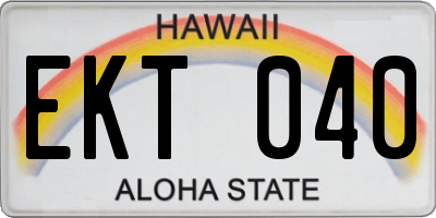 HI license plate EKT040