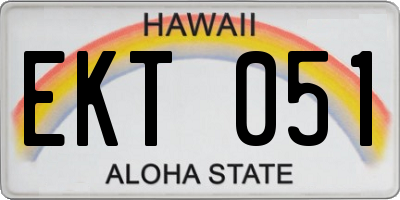 HI license plate EKT051