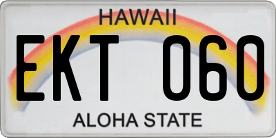 HI license plate EKT060