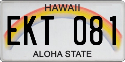 HI license plate EKT081