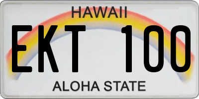 HI license plate EKT100