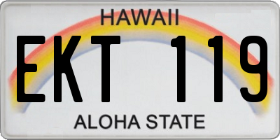 HI license plate EKT119