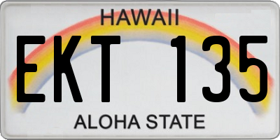 HI license plate EKT135