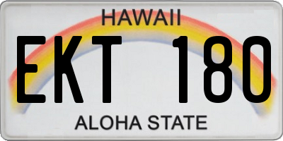 HI license plate EKT180