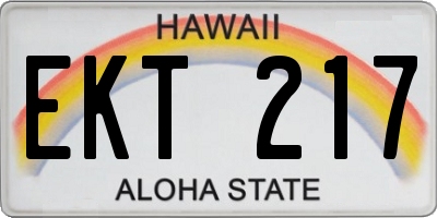 HI license plate EKT217