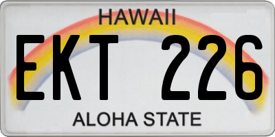 HI license plate EKT226