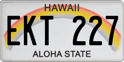 HI license plate EKT227