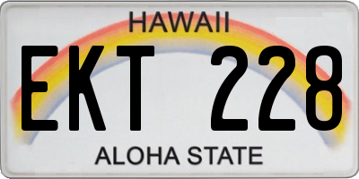 HI license plate EKT228