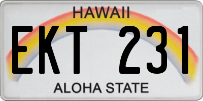 HI license plate EKT231