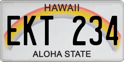 HI license plate EKT234