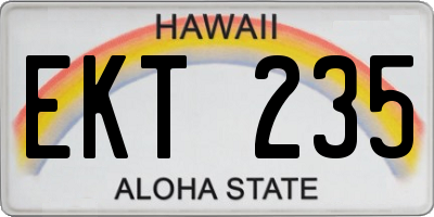 HI license plate EKT235