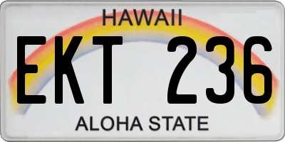HI license plate EKT236