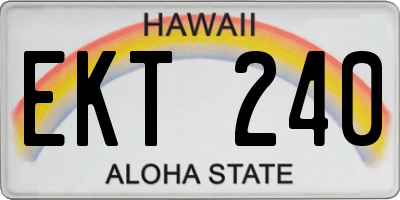 HI license plate EKT240