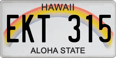 HI license plate EKT315