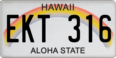 HI license plate EKT316
