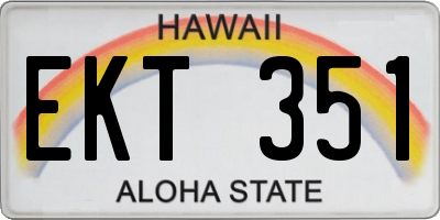 HI license plate EKT351