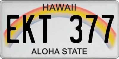 HI license plate EKT377