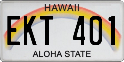 HI license plate EKT401