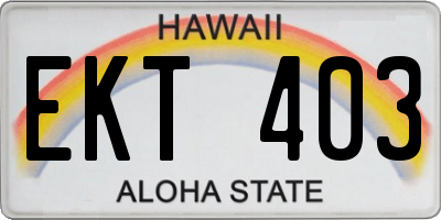 HI license plate EKT403