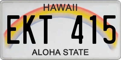 HI license plate EKT415