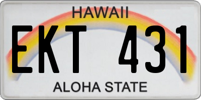 HI license plate EKT431