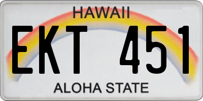 HI license plate EKT451