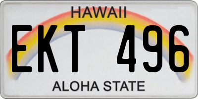 HI license plate EKT496