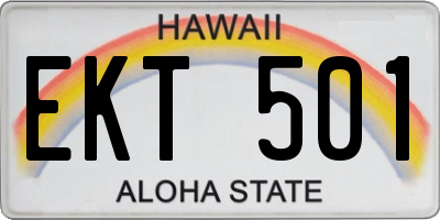 HI license plate EKT501