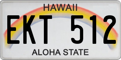 HI license plate EKT512