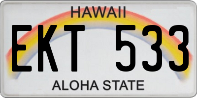 HI license plate EKT533