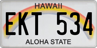 HI license plate EKT534