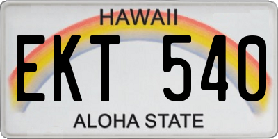 HI license plate EKT540