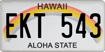 HI license plate EKT543