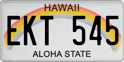 HI license plate EKT545