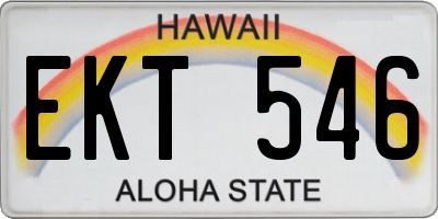HI license plate EKT546