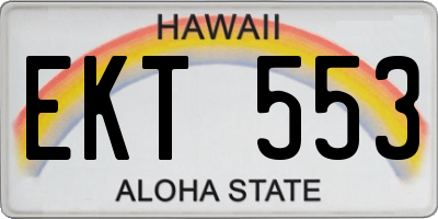 HI license plate EKT553