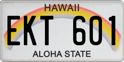 HI license plate EKT601