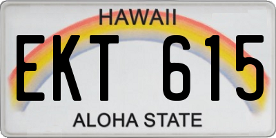 HI license plate EKT615