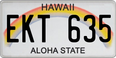 HI license plate EKT635
