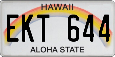 HI license plate EKT644