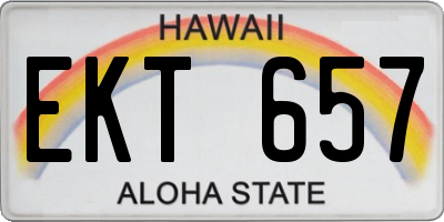 HI license plate EKT657