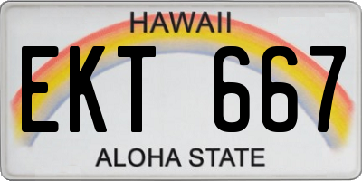 HI license plate EKT667