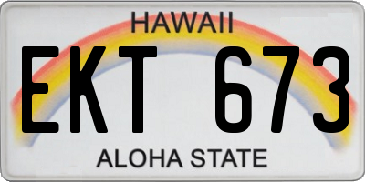 HI license plate EKT673