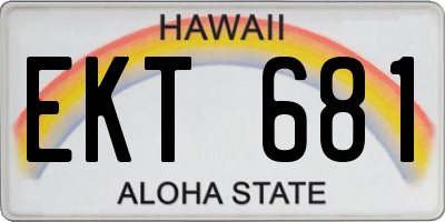 HI license plate EKT681