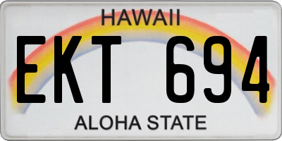 HI license plate EKT694