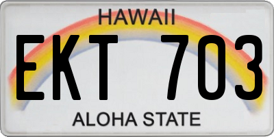 HI license plate EKT703