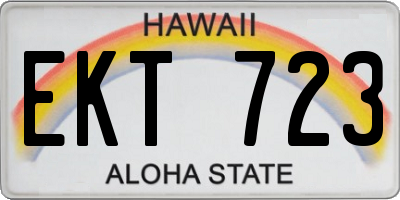 HI license plate EKT723